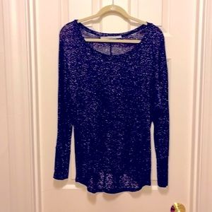GIBSON blue metallic thread knit top